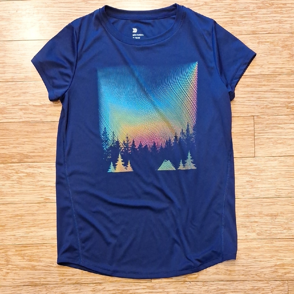 all in motion Blue Graphic Tee with Forest Design